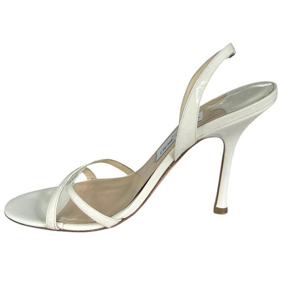 Jimmy Choo Women’s Elsy 70 White Patent Leather Slingback Heels Size 39 US 9 - Picture 2 of 11